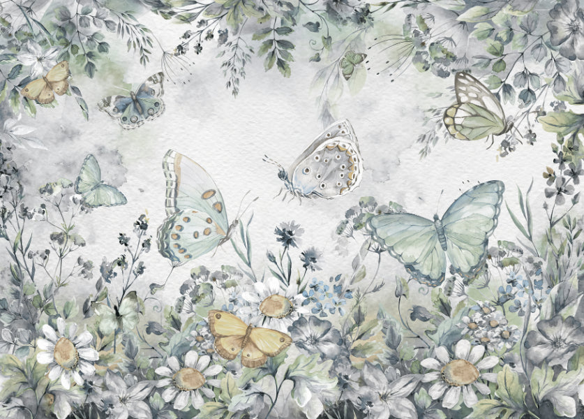 Butterfly Garden Wall Mural in your room — zoomed