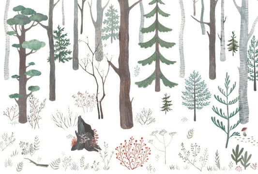 White Forest Wall Mural