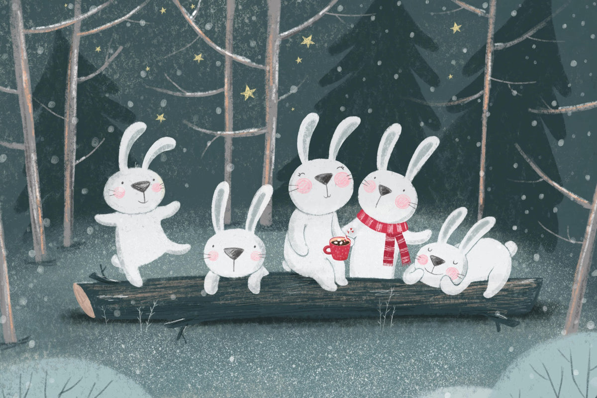 Bunnies Night Out Wall Mural in your room