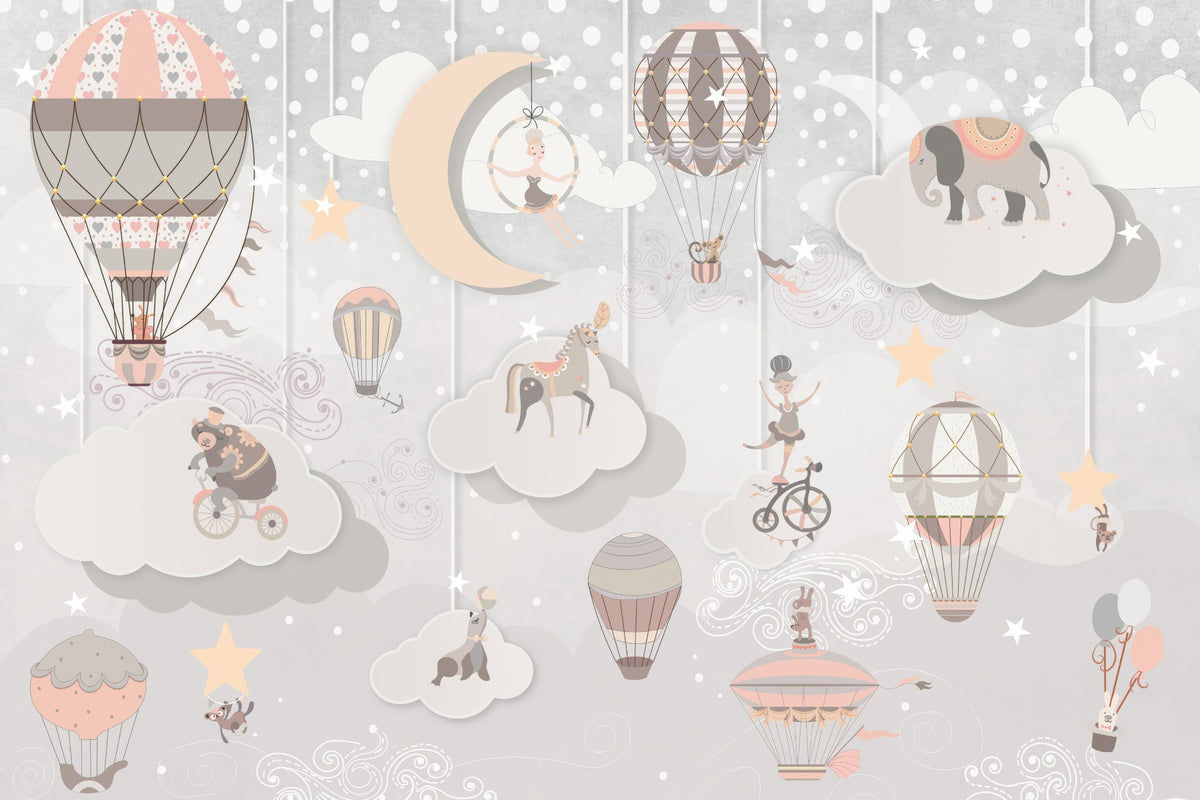 Starry Circus Spectacle Mural in your room — zoomed