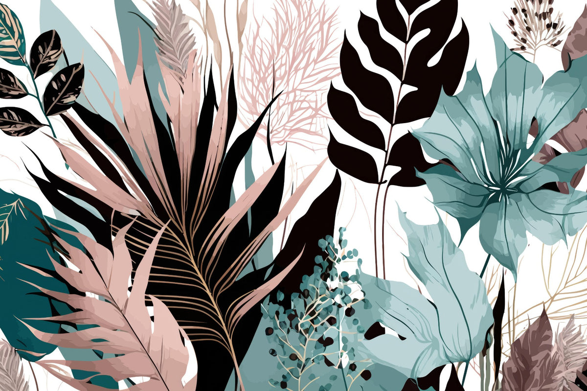 Elegant Floral Exotic Mural Wallpaper in your room — zoomed