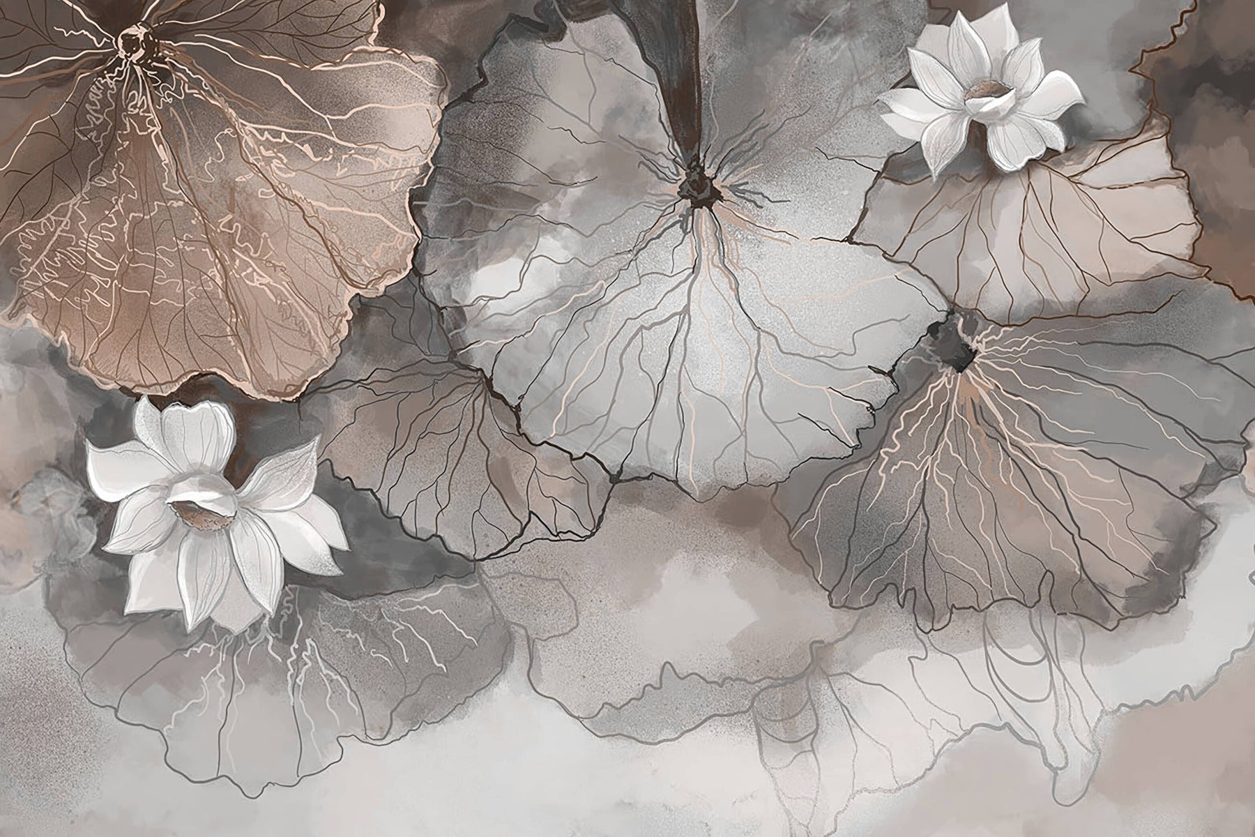 Lotus Leaf Symphony Peach Mural