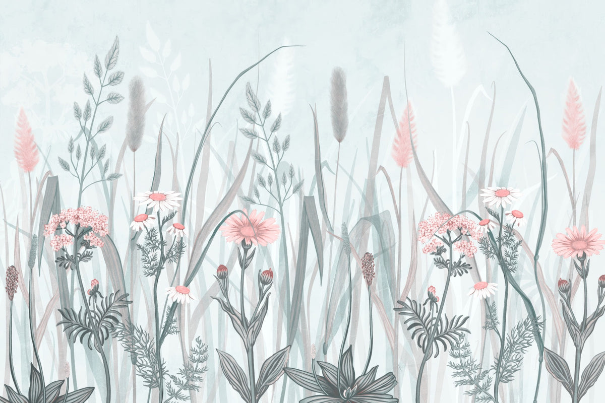 Ornate Painted Floral Pink Mural in your room — zoomed
