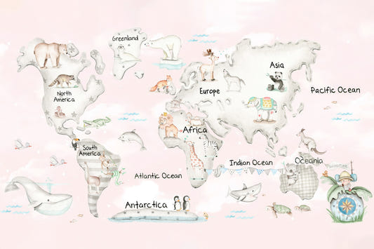 Cuddly Creatures Atlas Mural