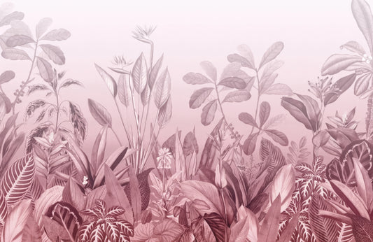 Pink Tropical Jungle Wall Mural