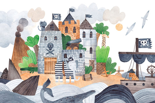 Pirate Fortress Wall Mural for Adventurous Themes