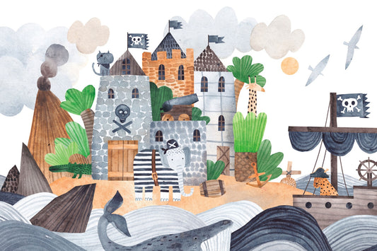 Pirate Fortress Wall Mural for Adventurous Themes
