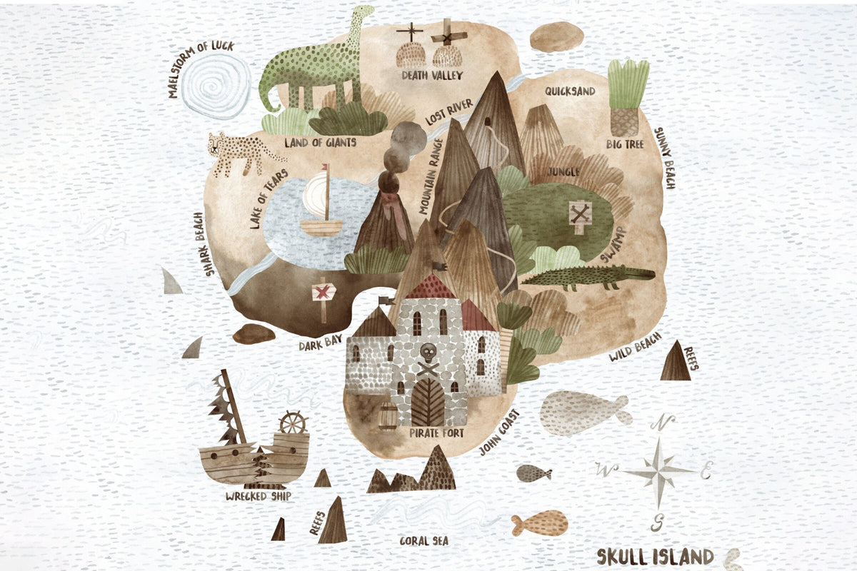 Skull Island Wall Mural in your room — zoomed
