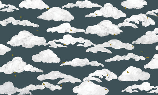 Blue White Clouds Wall Mural