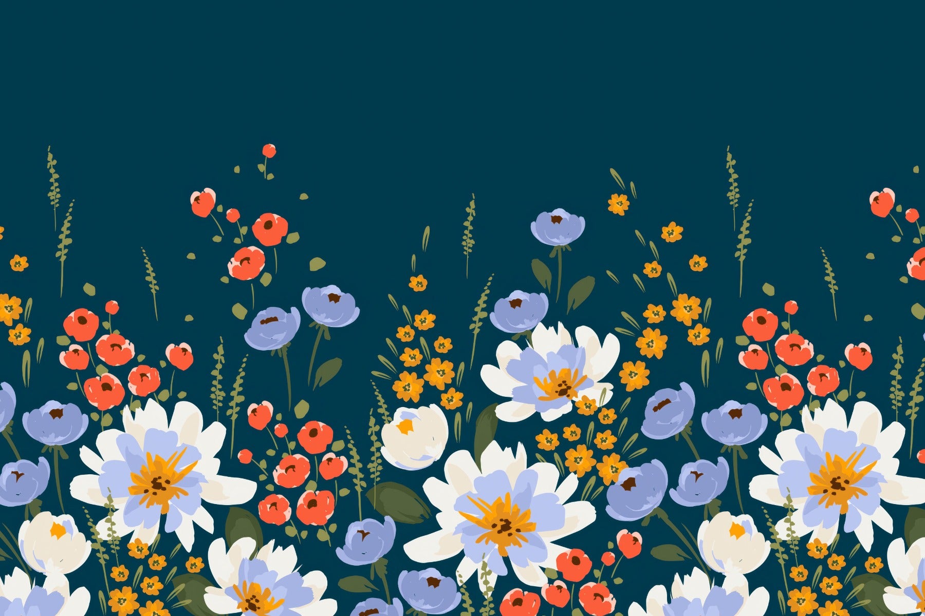 Midnight Garden Floral Mural