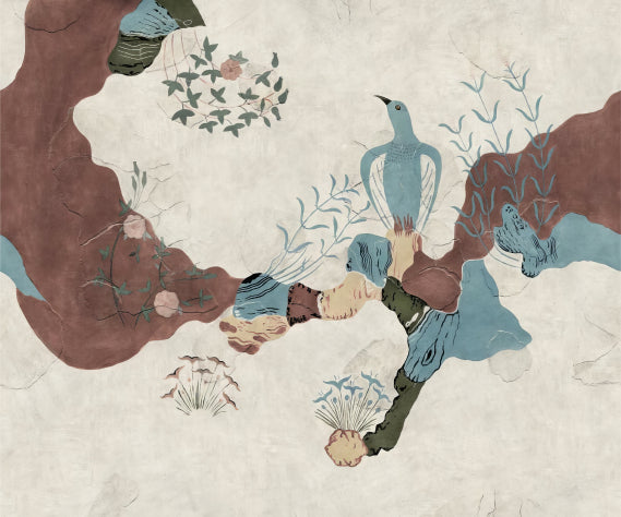 Whimsical Bird Paradise Wall Mural in your room