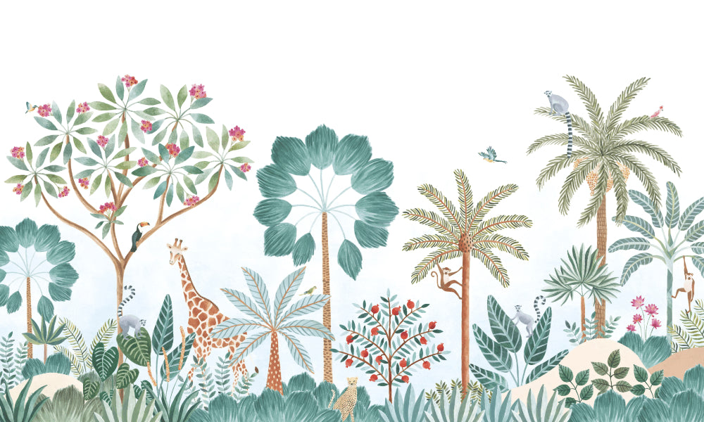 Tropical Safari Vista Wall Mural in your room — zoomed