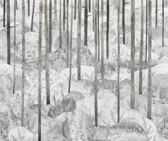 Frosty Fern Forest Mural in your room — zoomed