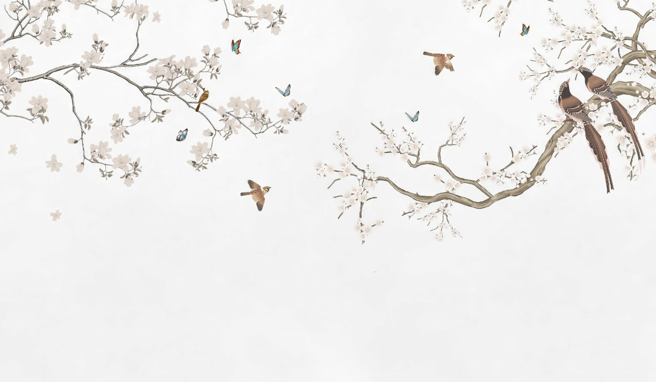 Floral Perch Wall Mural