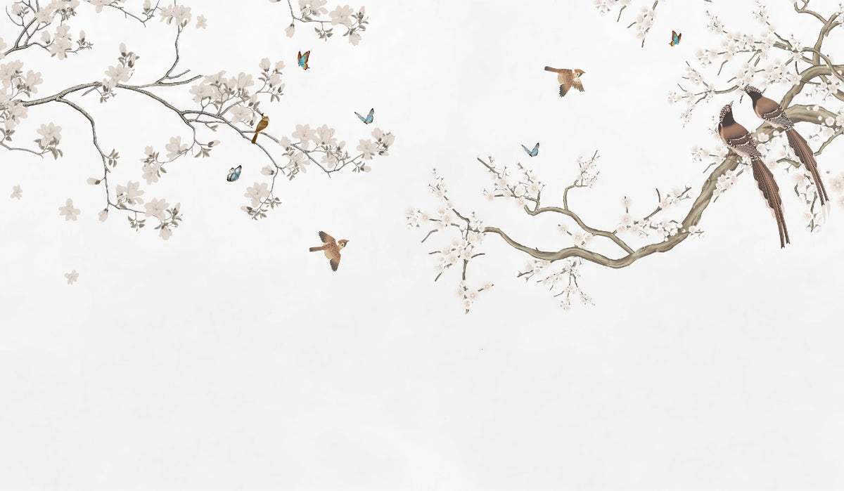 Floral Perch Wall Mural in your room