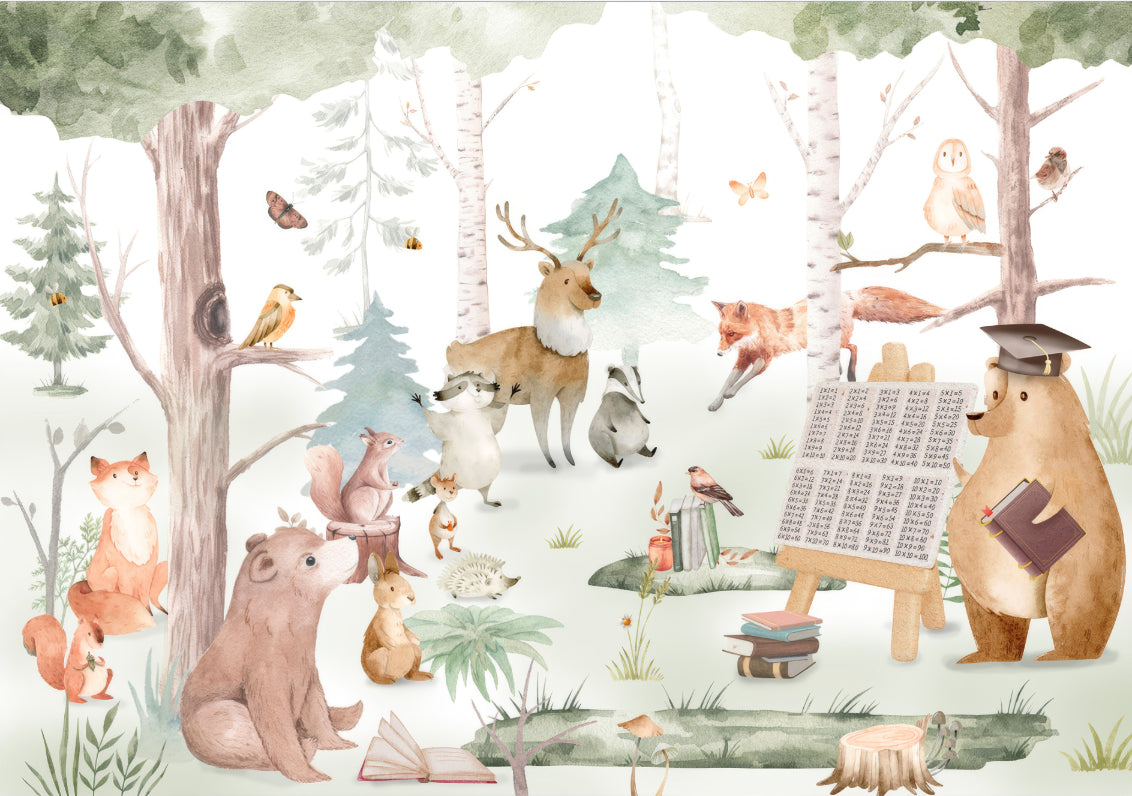 Critter Classroom Wall Mural in your room — zoomed