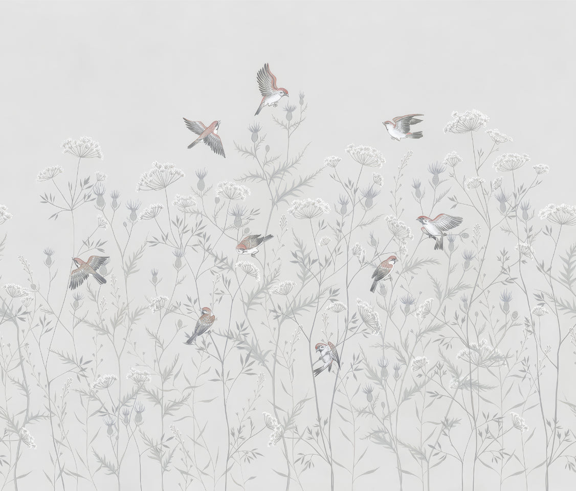 Ethereal Avian Garden Mural