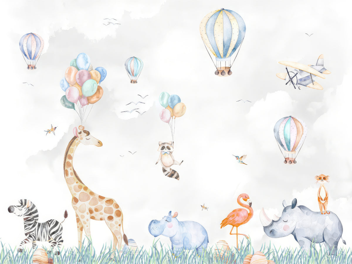 Safari Balloon Fiesta Fresco Mural in your room — zoomed
