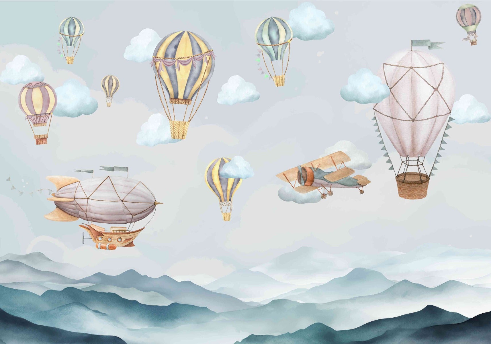 Cloud Drifter Airships Wall Mural