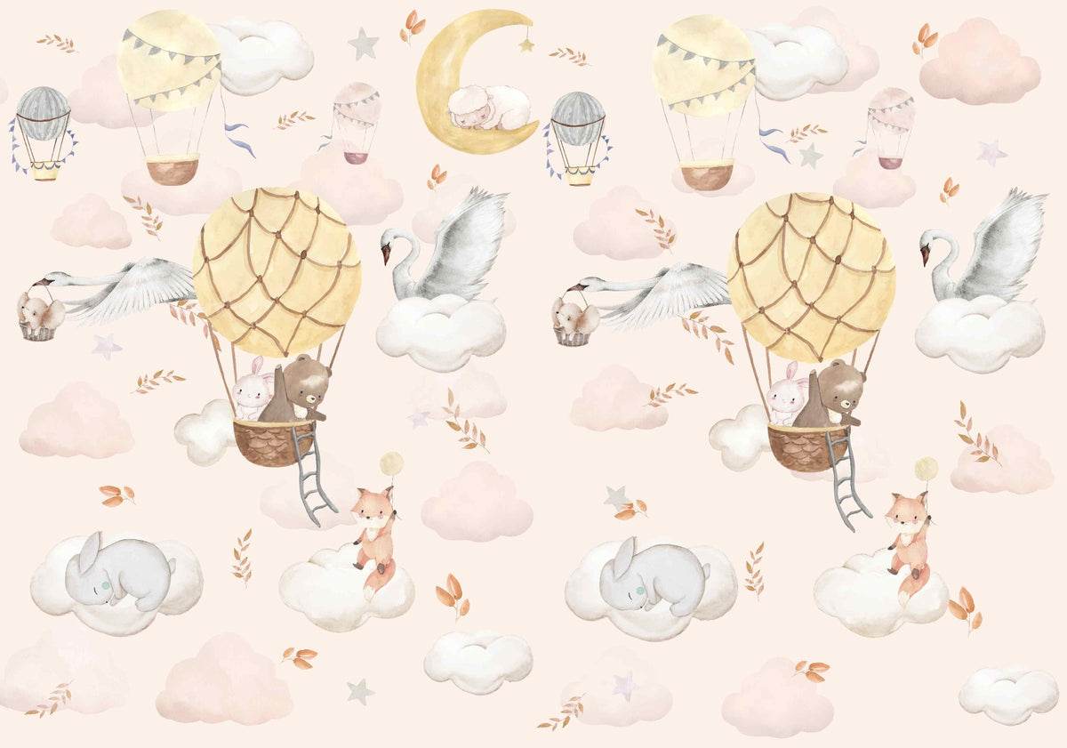 Whimsical Flight Animal Mural in your room — zoomed
