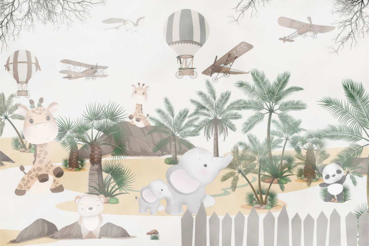 Jungle Jamboree Wall Mural in your room — zoomed