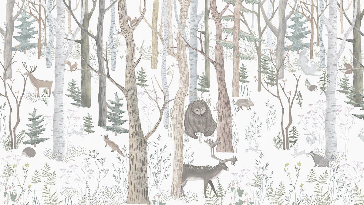 Mystical Forest Scene Wall Mural in your room — zoomed