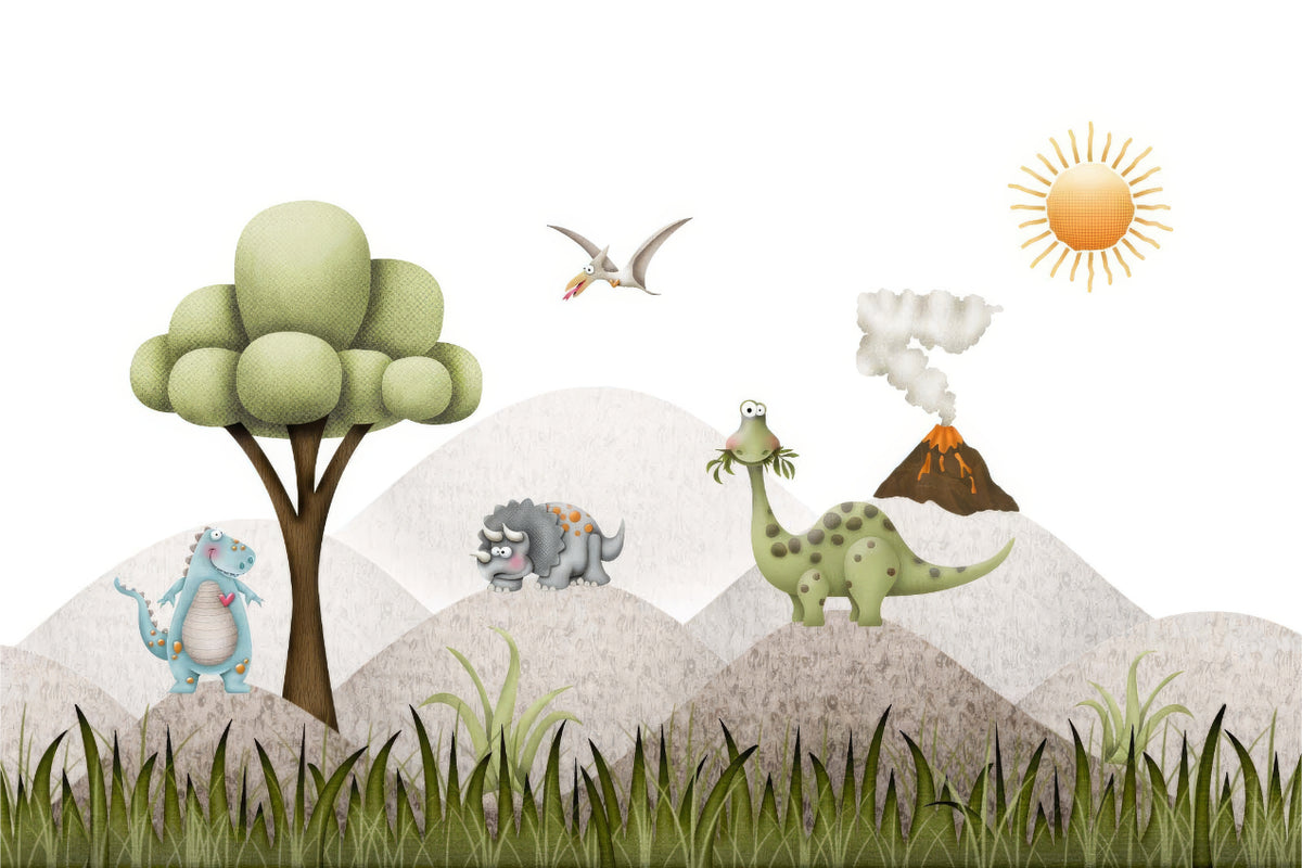 Tiny Saurus Wall Mural in your room — zoomed