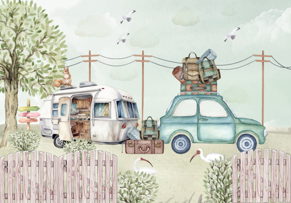 Pastoral Caravanning Scene Mural