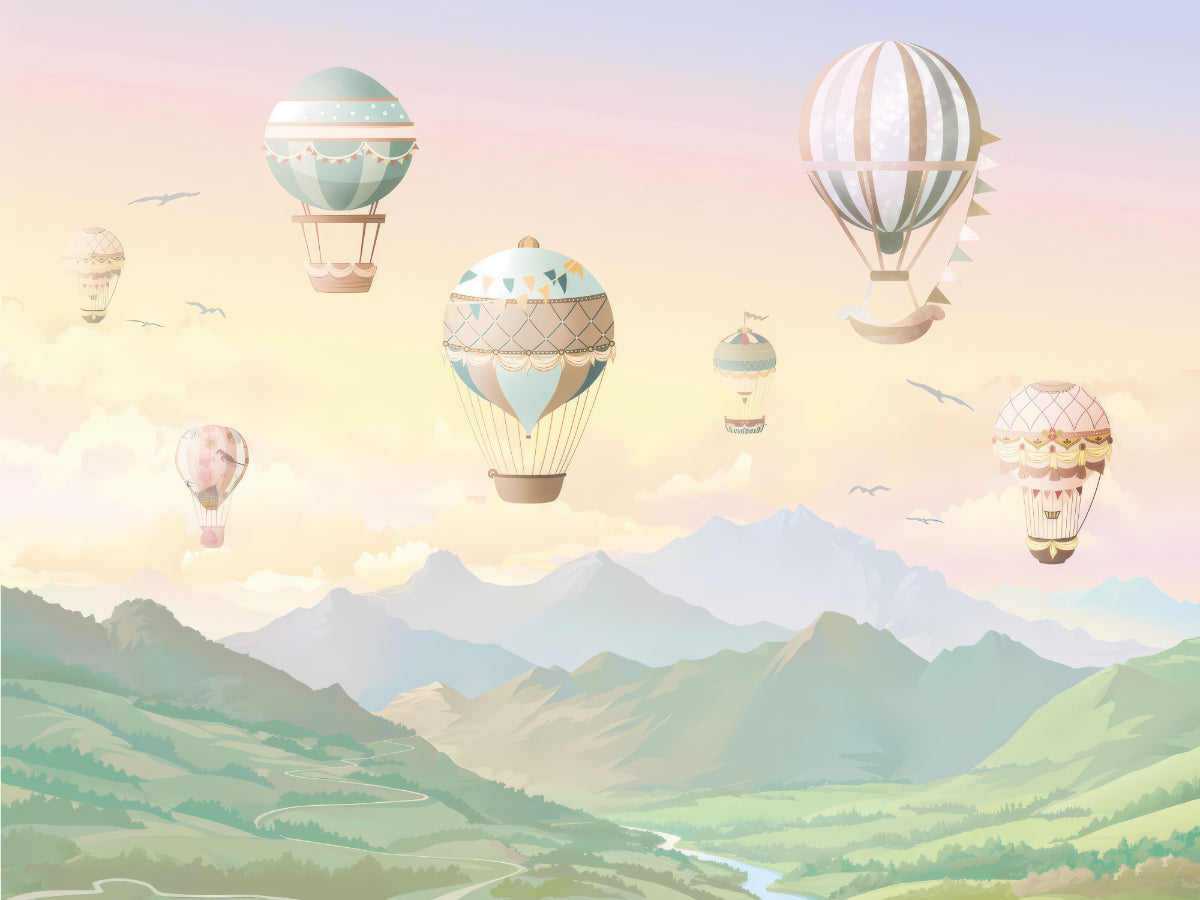 Watercolor Hot Air Balloons Wallpaper