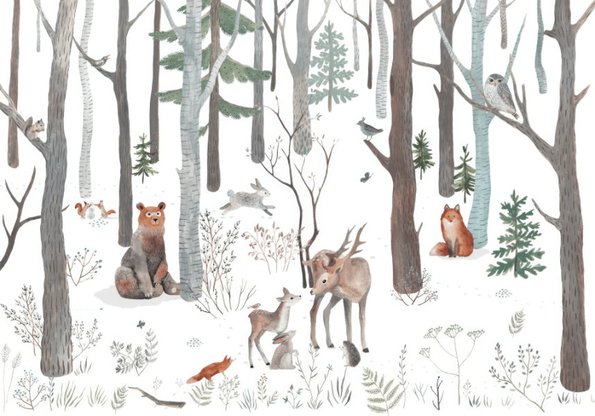Enchanted White Forest Wall Mural in your room