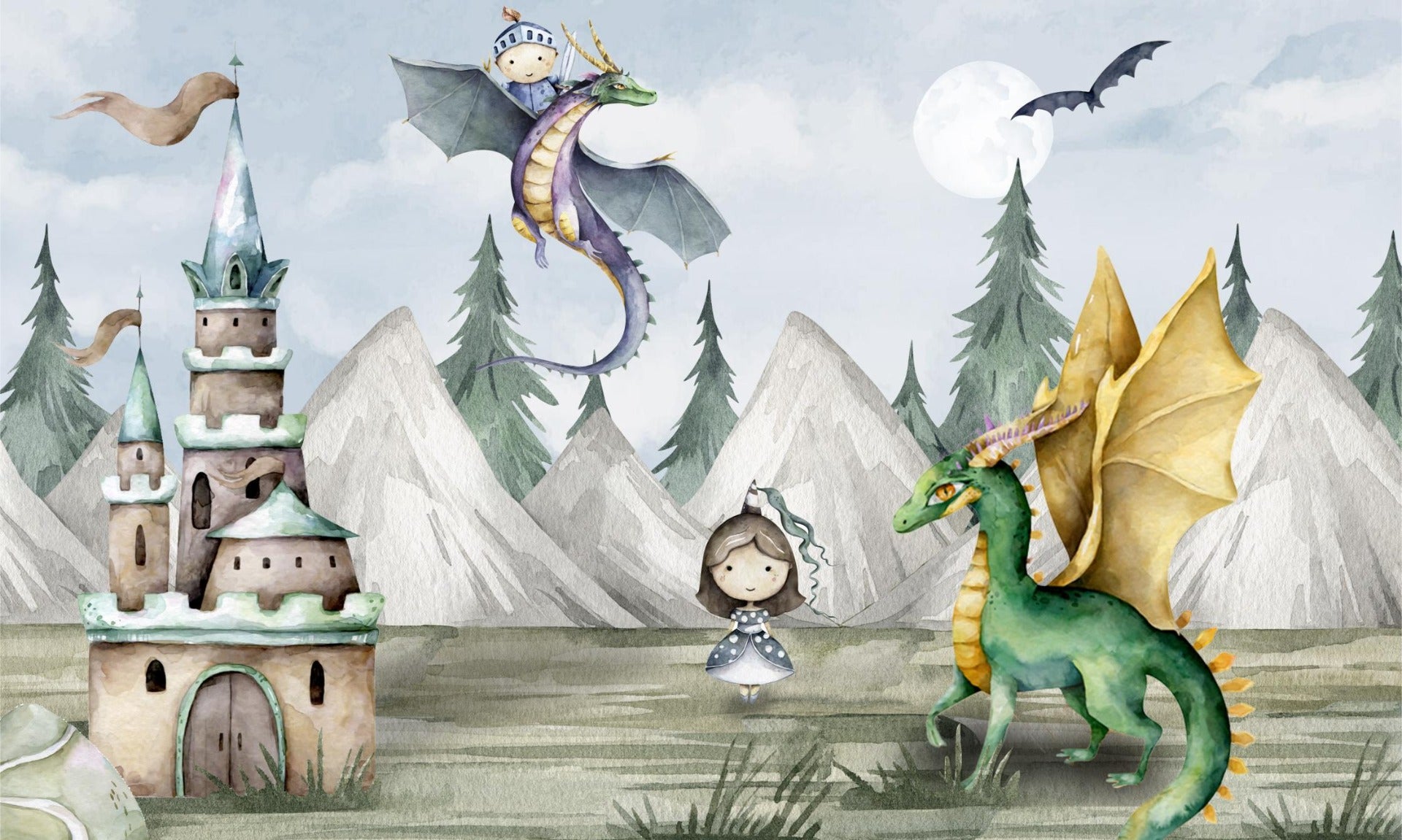 Magical Kingdom Kids Room Wall Mural in your room — zoomed
