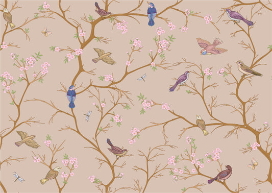 Beige Chinoiserie Wall Mural