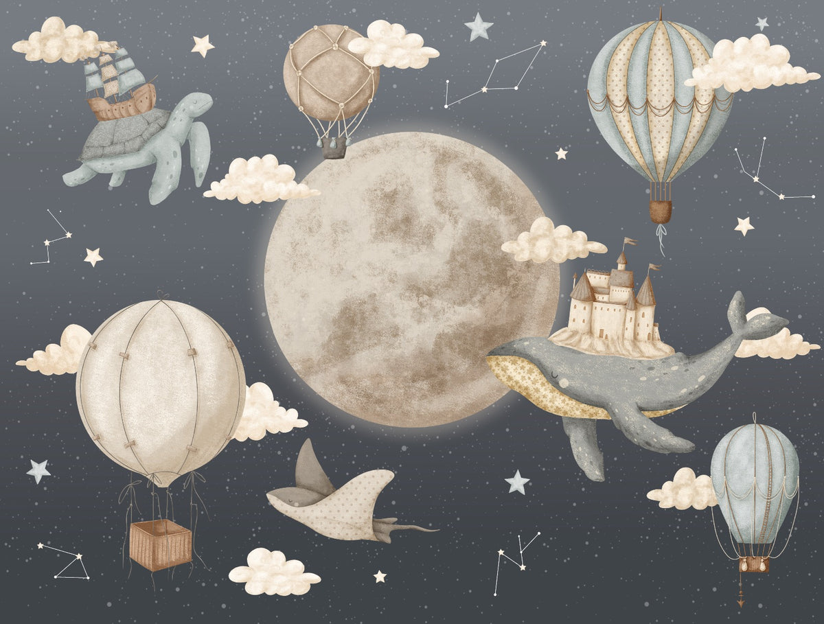 Vintage Balloon Wall Mural in your room — zoomed