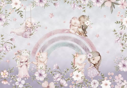Whimsical Rainbow Wall Mural