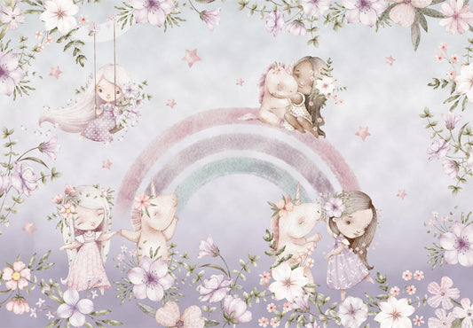 Whimsical Rainbow Wall Mural