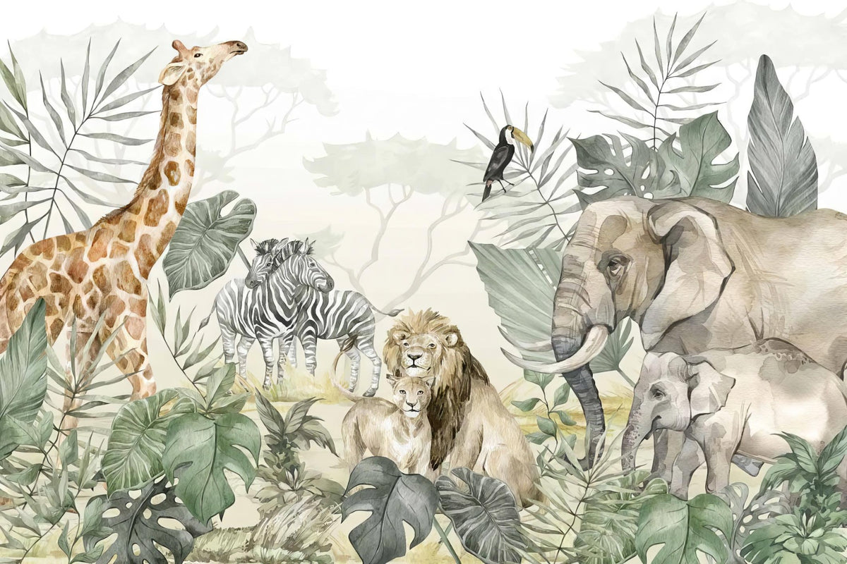 Safari Jungle Wall Mural in your room — zoomed
