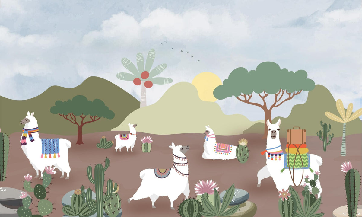Alpaca Desert Wall Mural in your room