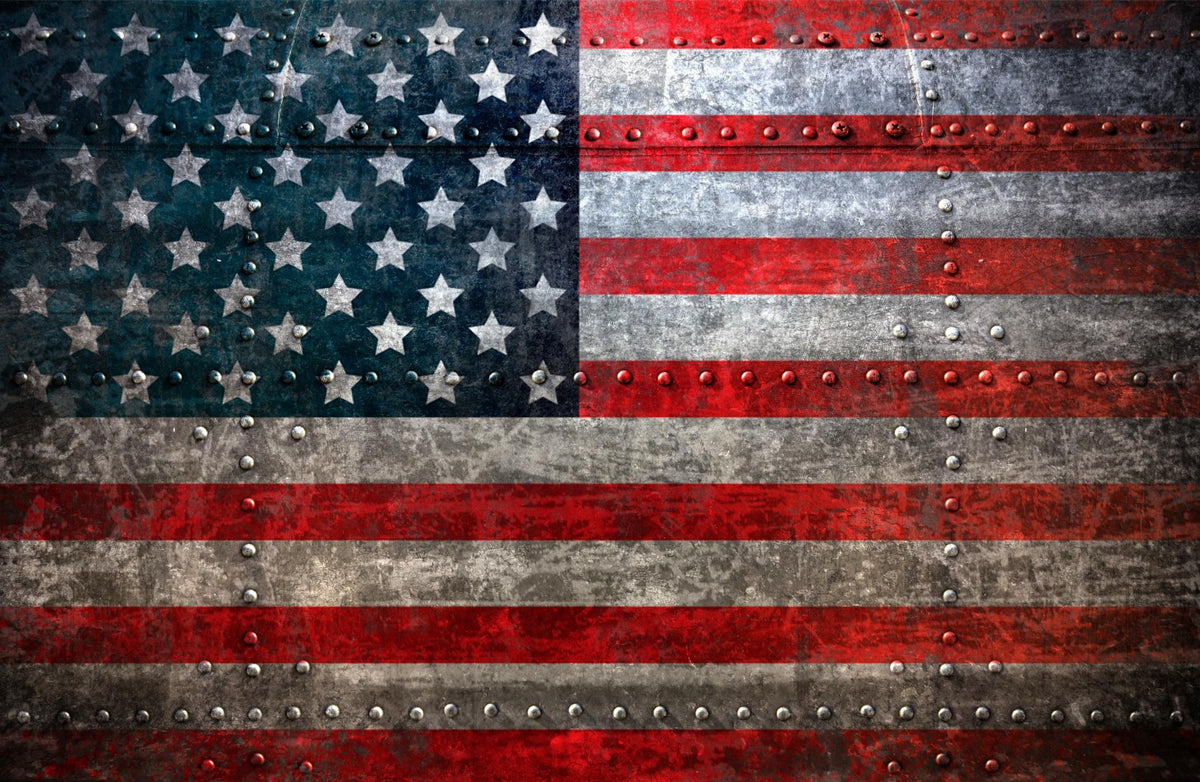 Rustic Steel American Flag Wall Mural in your room