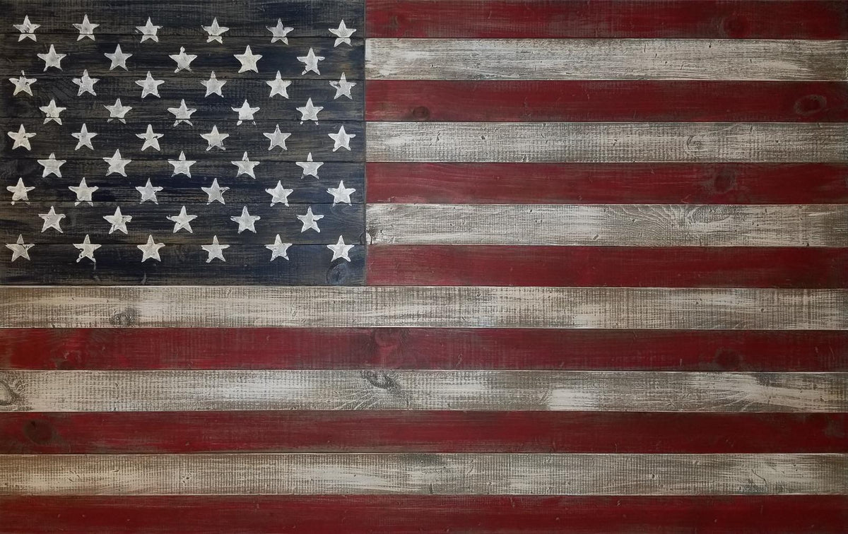 American Flag Wooden Wall Mural in your room — zoomed