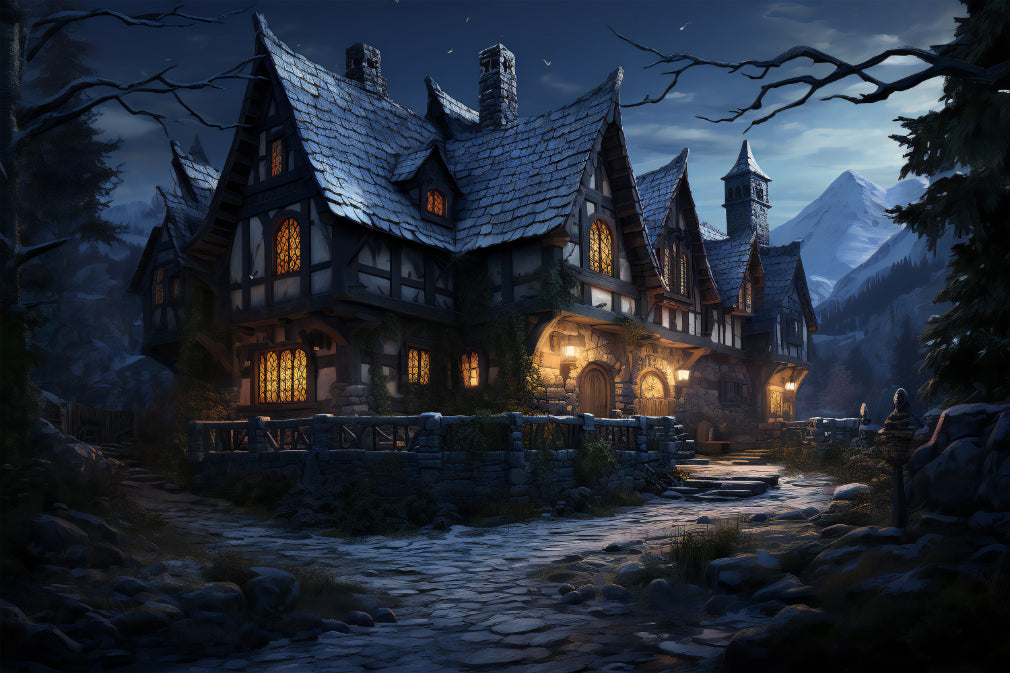 Halloween Haunted Cottage Wallpaper