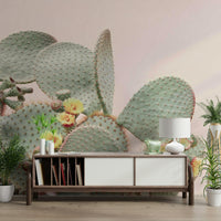 Desert-inspired Cactus Blossom Dreams mural for a peaceful atmosphere.

