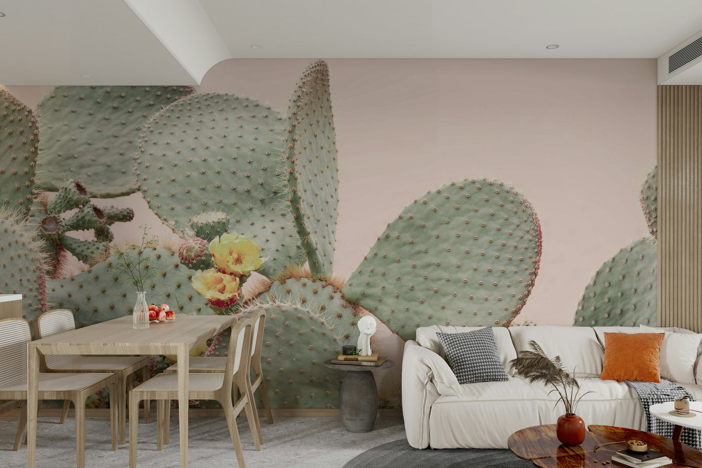 Nature-inspired Cactus Blossom Dreams wall mural for a calm space.

