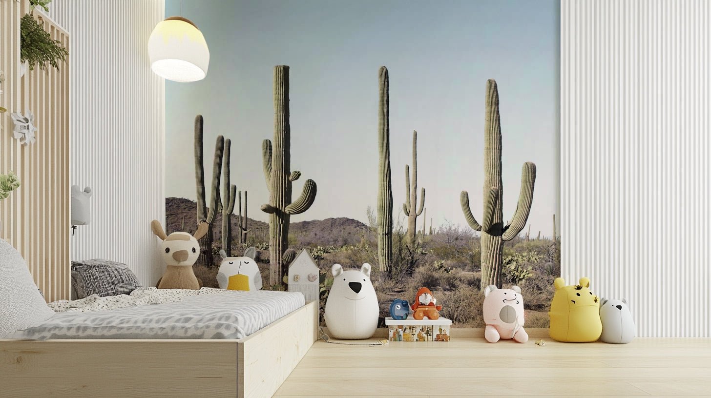 Bold Cactus Land wall mural for desert-inspired decor.

