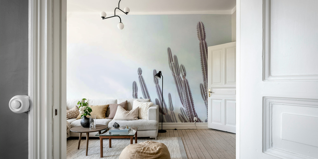 Wall mural of a dreamy cactus landscape.

