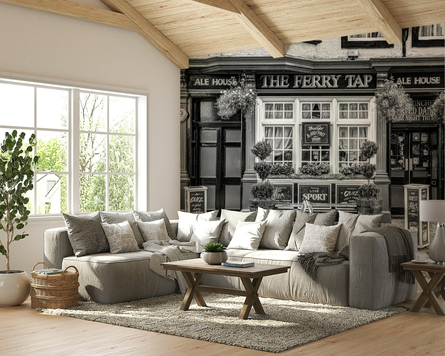 Wall mural of a cafe in South Queensferry, Scotland.

