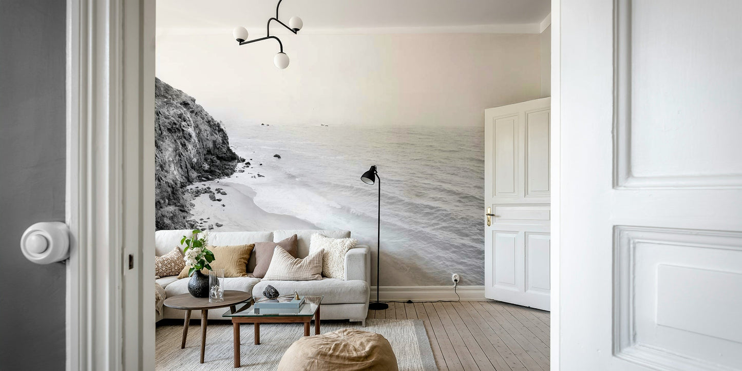 Breathtaking black and white coastal mural art.

