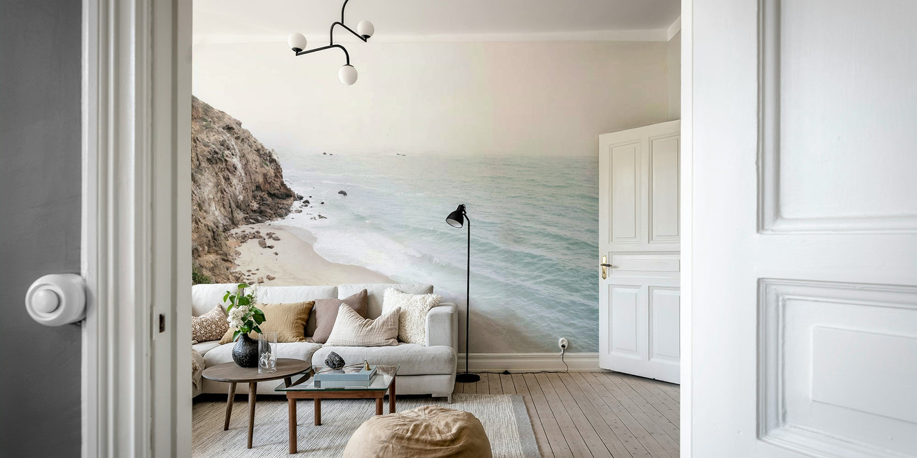Scenic California coast wall mural with ocean view

