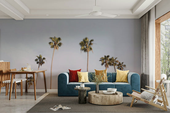 California Dreaming wall mural with palm trees and sunset.

