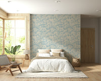 Muted grey blossom wall mural, Painted Petals Calm, elegant calming accent.