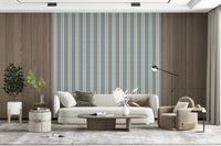 Nautical stripe wallpaper adding a fresh, beachy feel to any room.